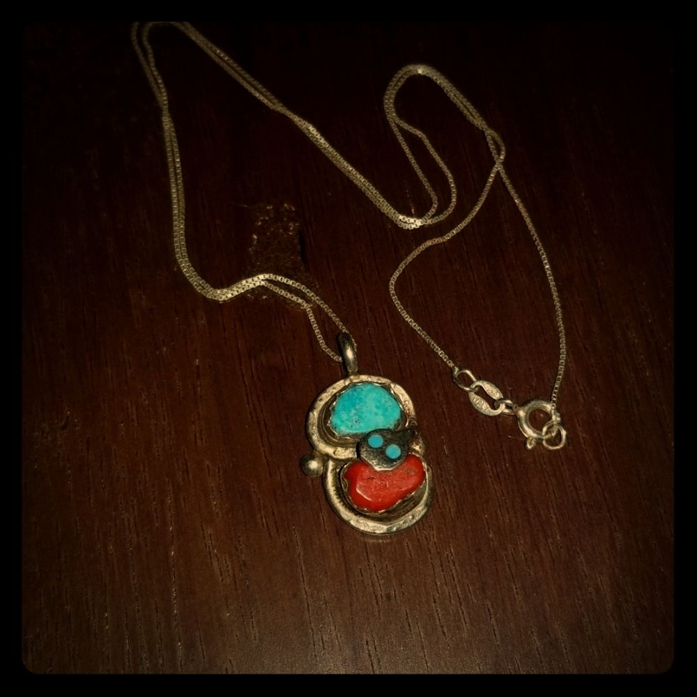 Effie C Zuni necklace with 925 silver chain